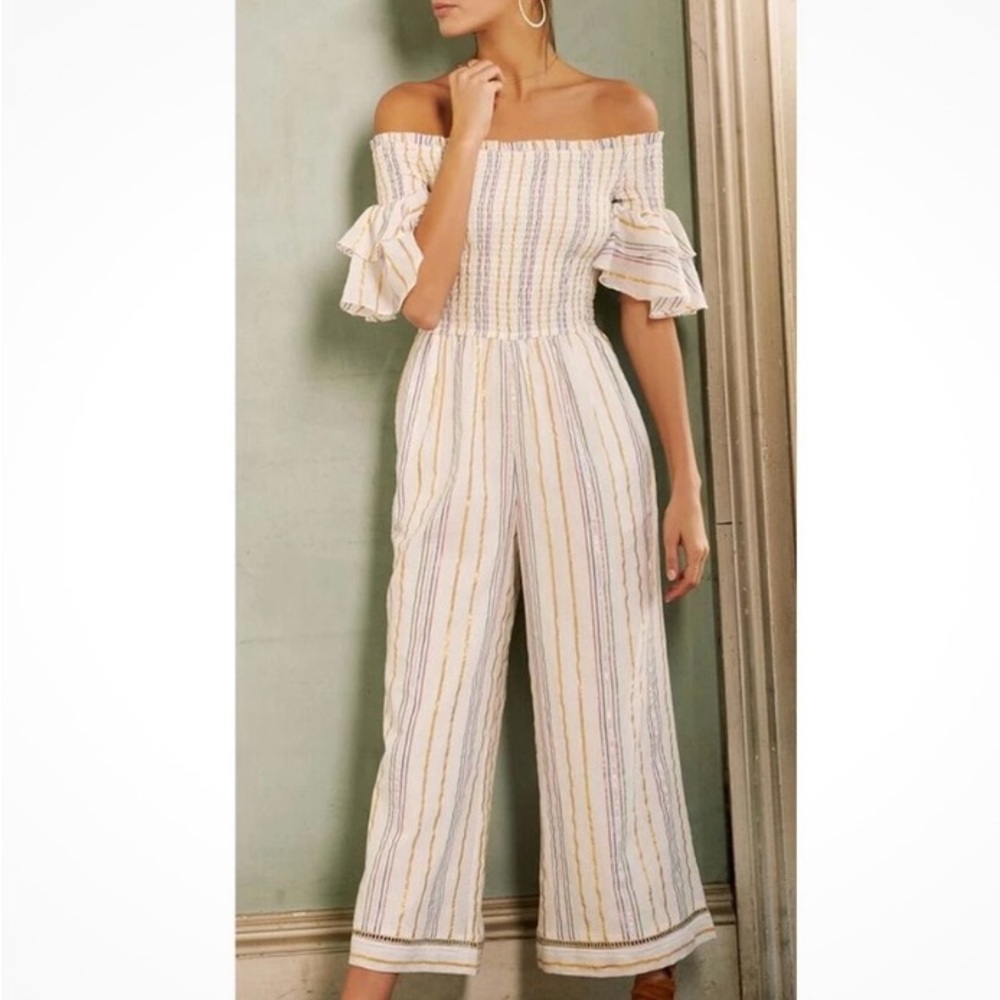 SAYLOR Off-Shoulder Striped Jumpsuit NWOT